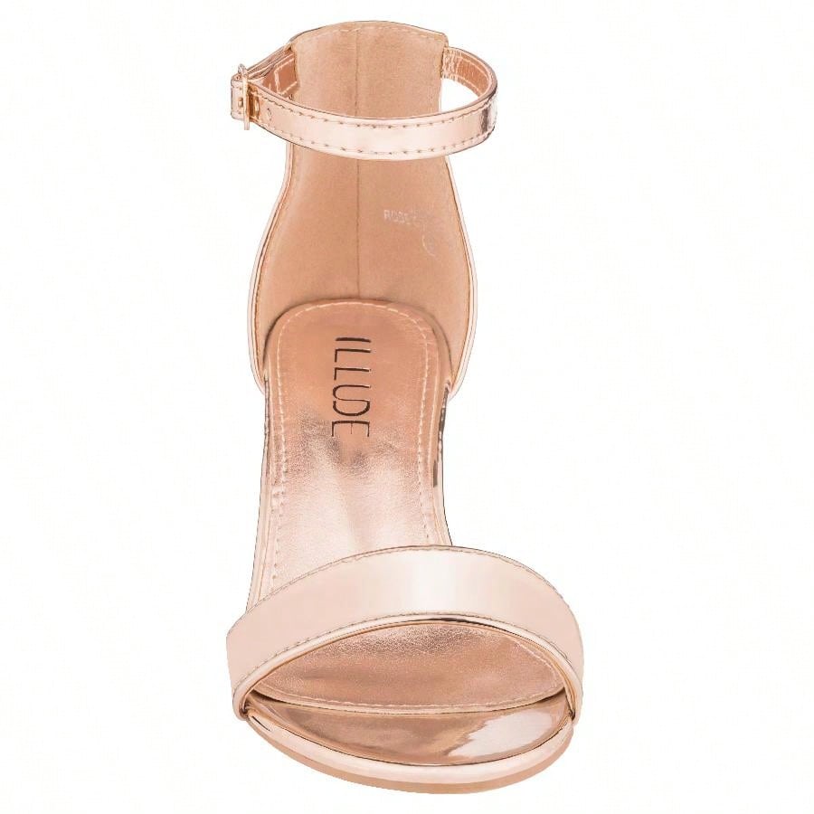 Women Buckle Decor Chunky Heeled Sandals Elegant Summer Ankle Strap Sandals Chunky Heeled Ankle Strap Sandals Low Heeled Sandal Suede