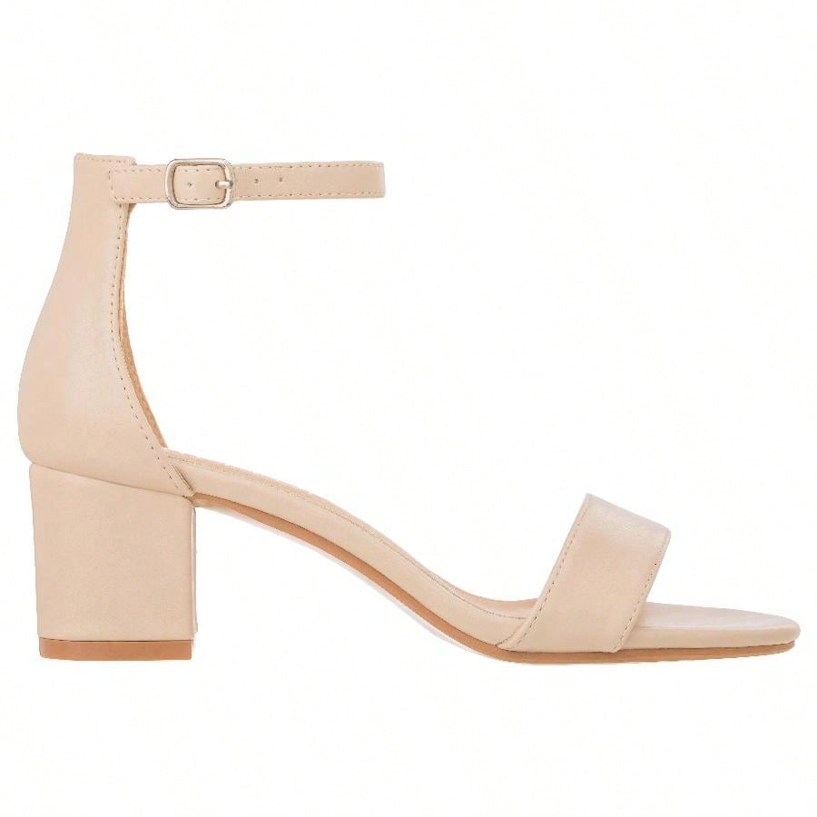 Women Buckle Decor Chunky Heeled Sandals Elegant Summer Ankle Strap Sandals Chunky Heeled Ankle Strap Sandals Low Heeled Sandal Suede