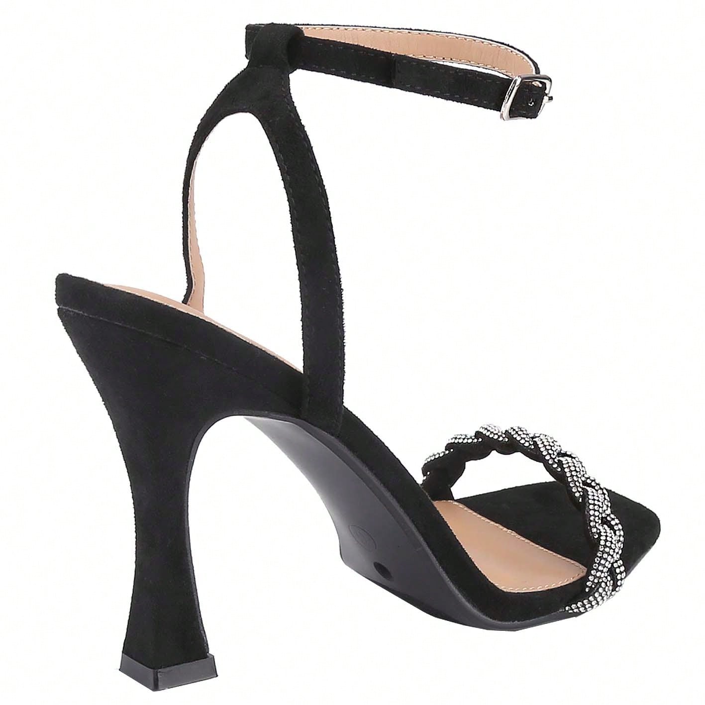 Women's Strappy Square Toe Heels Sandals Kitten Heeled Sandals Party Dress Shoes