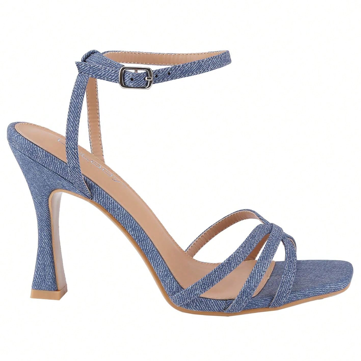Women's Square Toe Ankle Strap Heeled Sandals