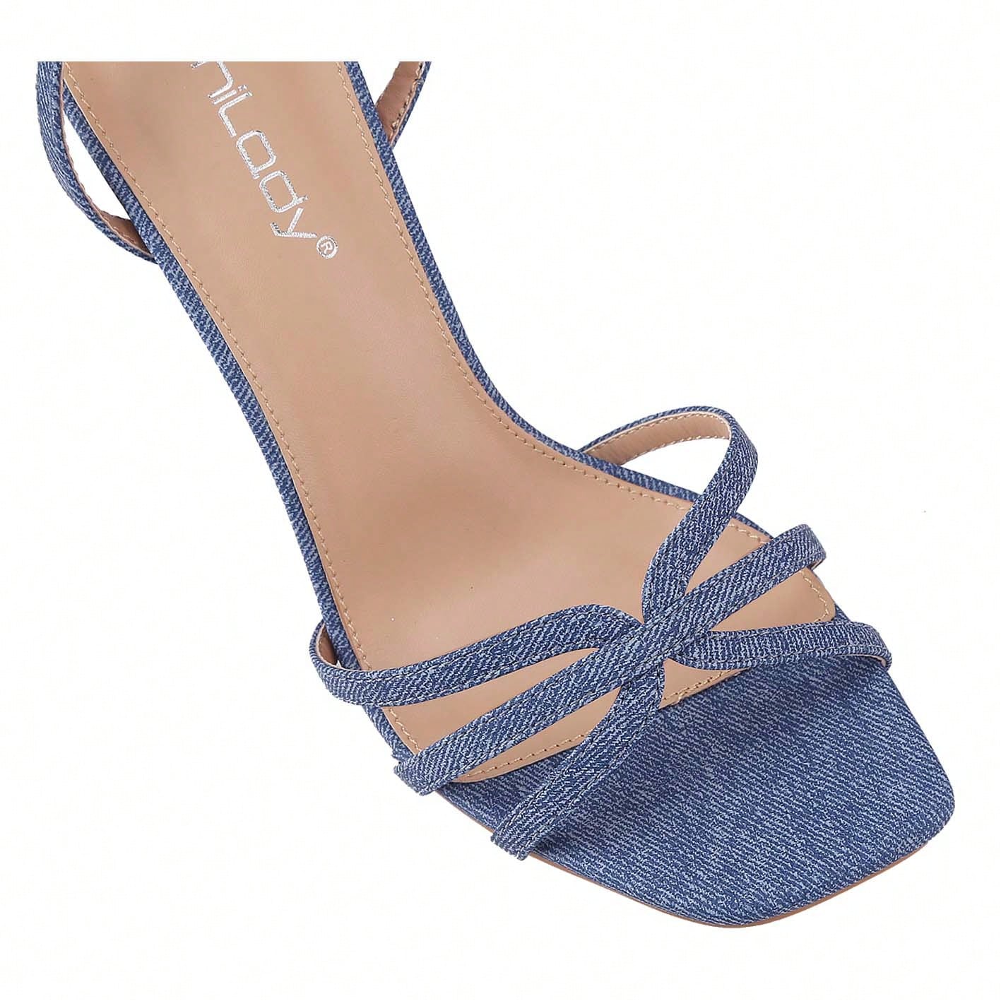 Women's Square Toe Ankle Strap Heeled Sandals