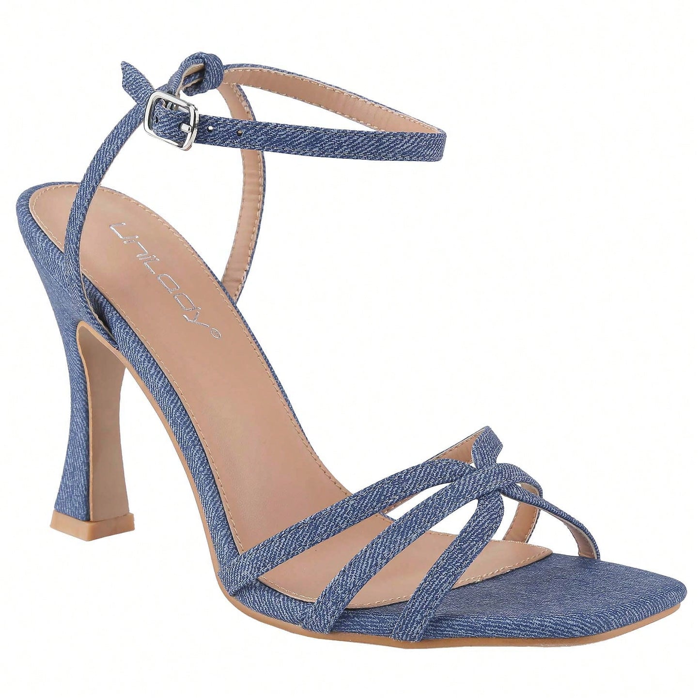 Women's Square Toe Ankle Strap Heeled Sandals