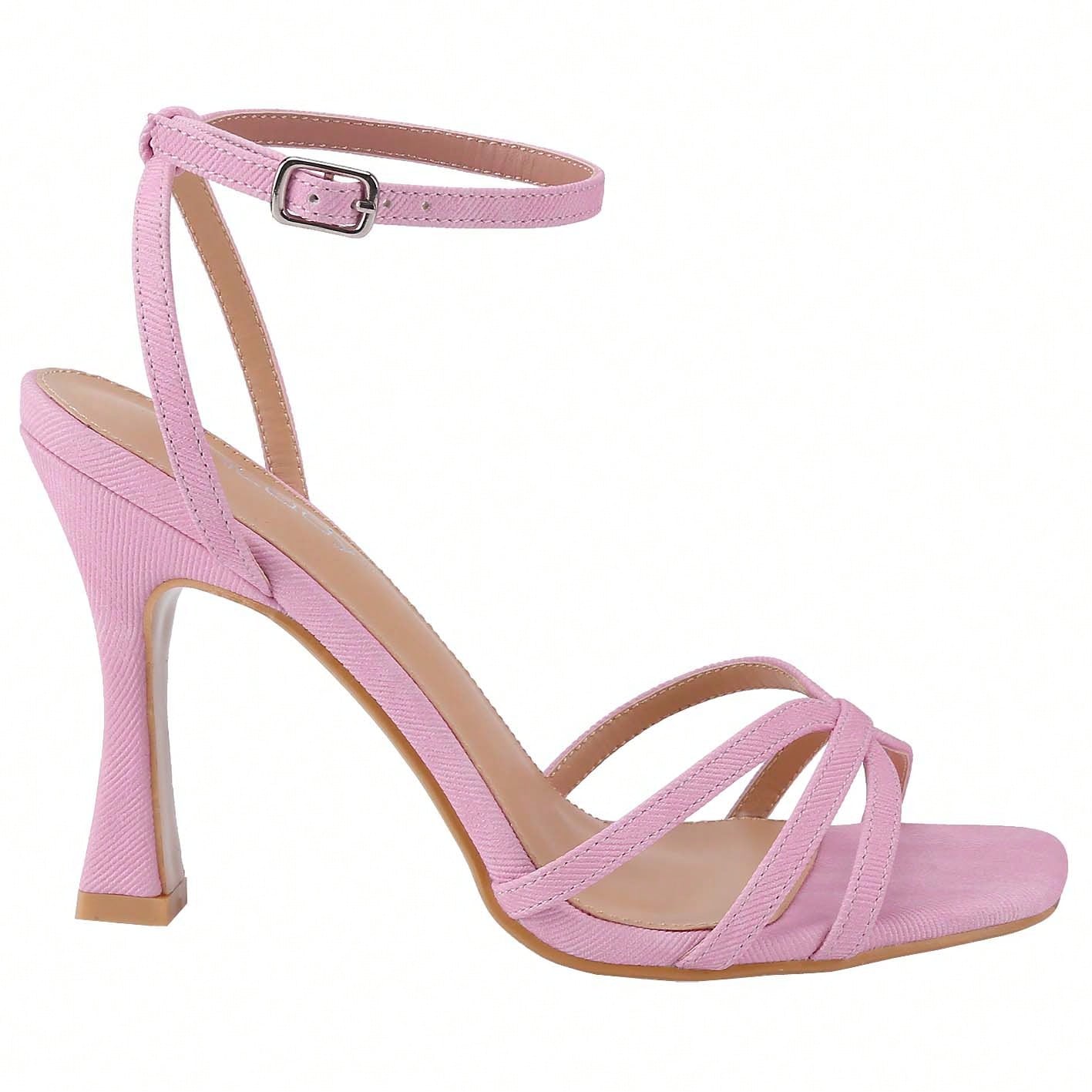 Women's Square Toe Ankle Strap Heeled Sandals