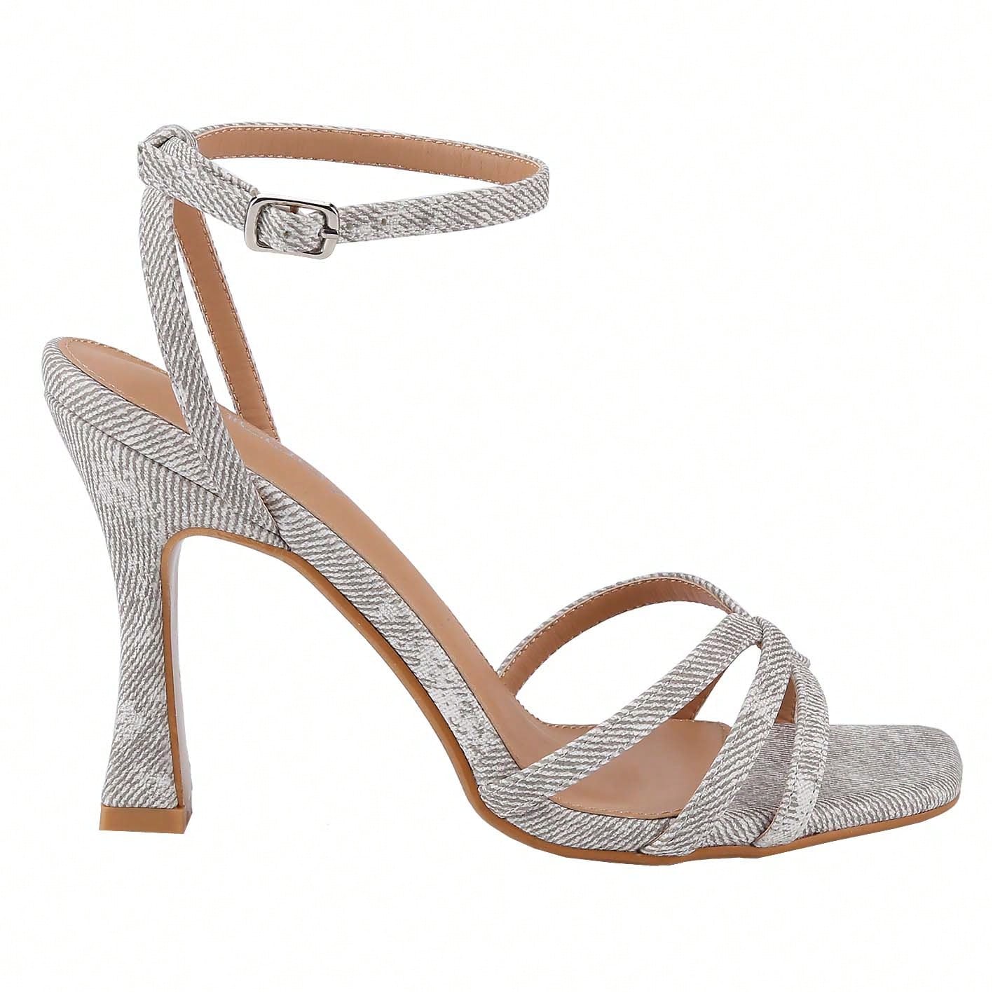 Women's Square Toe Ankle Strap Heeled Sandals