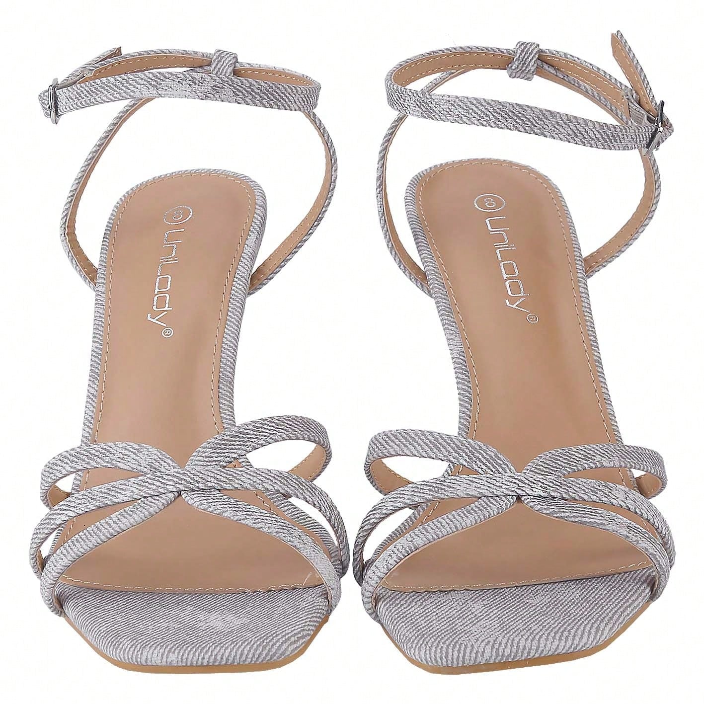 Women's Square Toe Ankle Strap Heeled Sandals