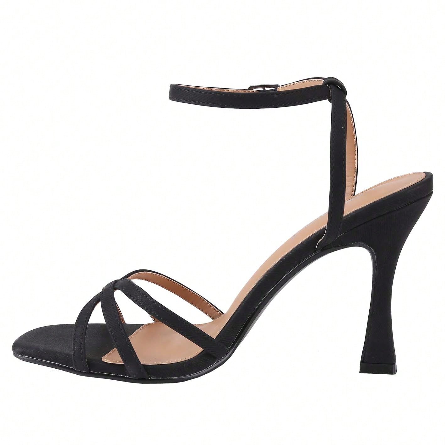 Women's Square Toe Ankle Strap Heeled Sandals