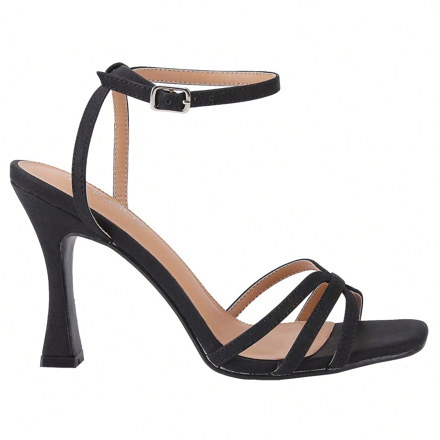 Women's Square Toe Ankle Strap Heeled Sandals