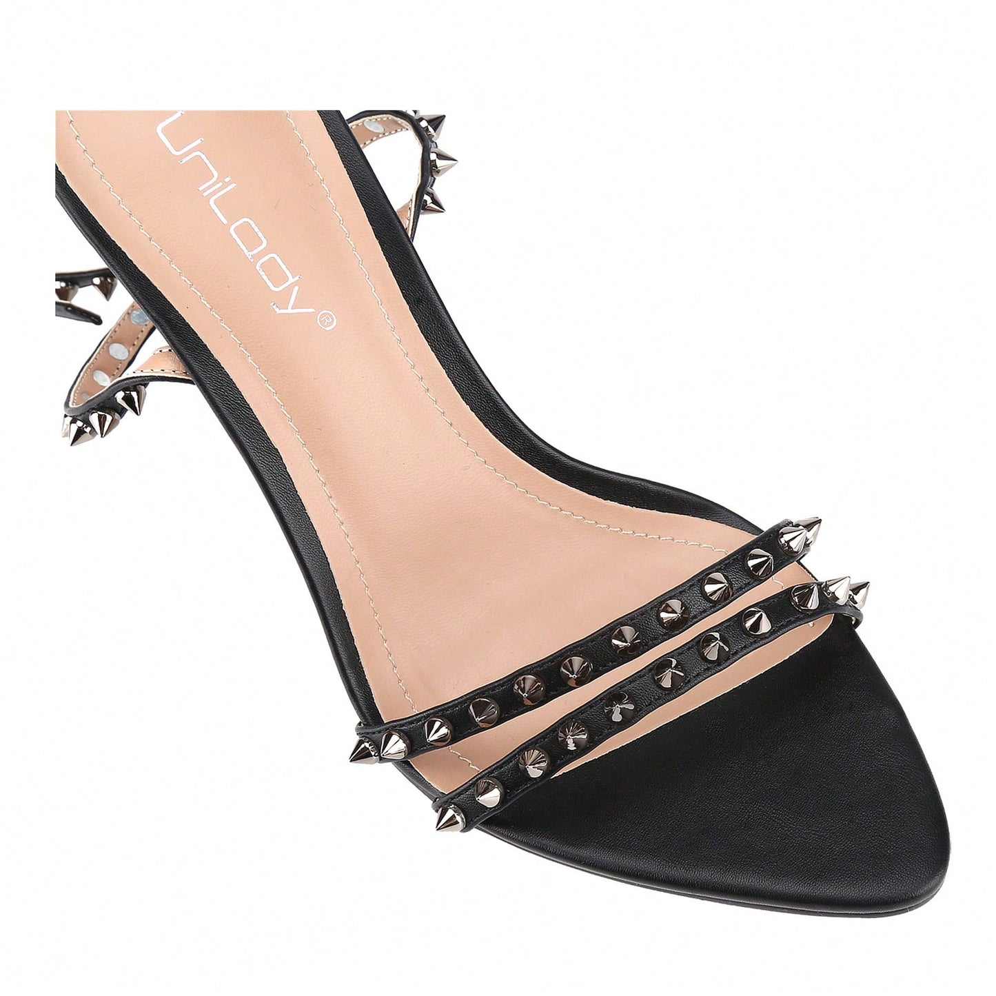 Women's Rivet Studded Heeled Sandals Open Toe Sexy Stiletto Ankle Strap Dressy High Heels