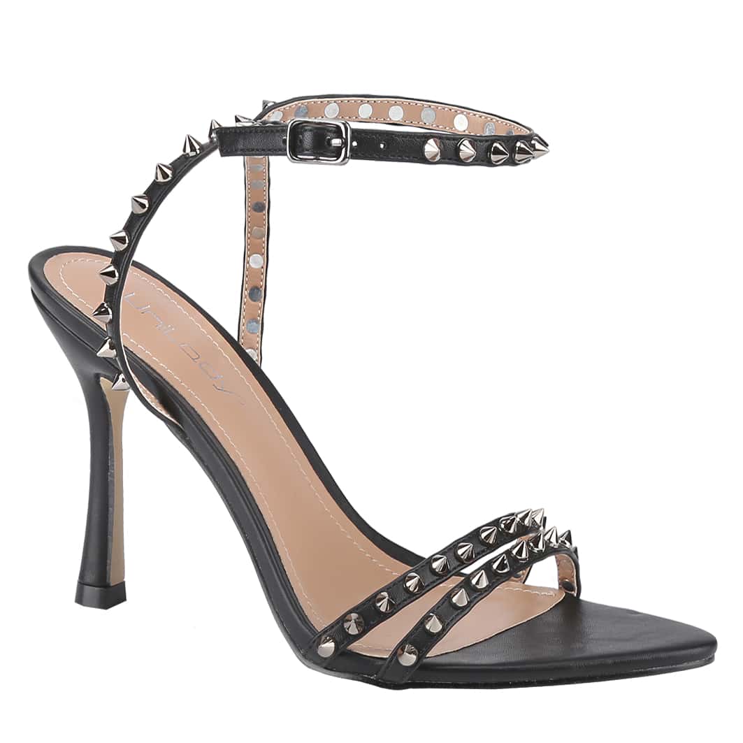 Women's Rivet Studded Heeled Sandals Open Toe Sexy Stiletto Ankle Strap Dressy High Heels