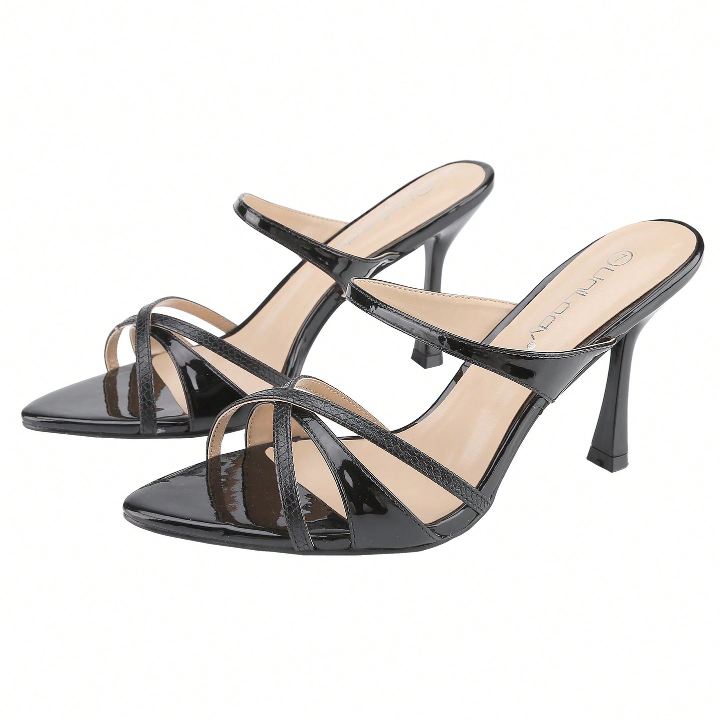 Strappy Heels For Women Stiletto Mules Point Open Toe Slip On Sandals