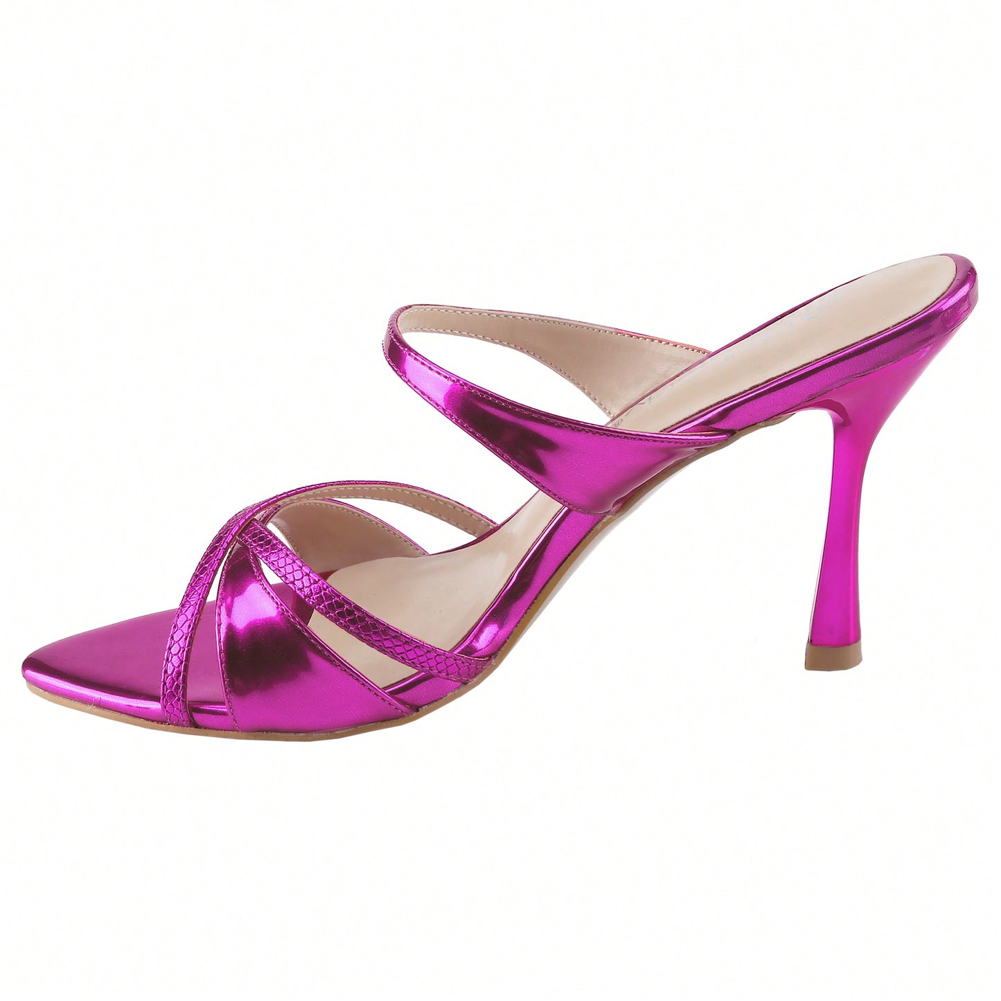 Strappy Heels For Women Stiletto Mules Point Open Toe Slip On Sandals