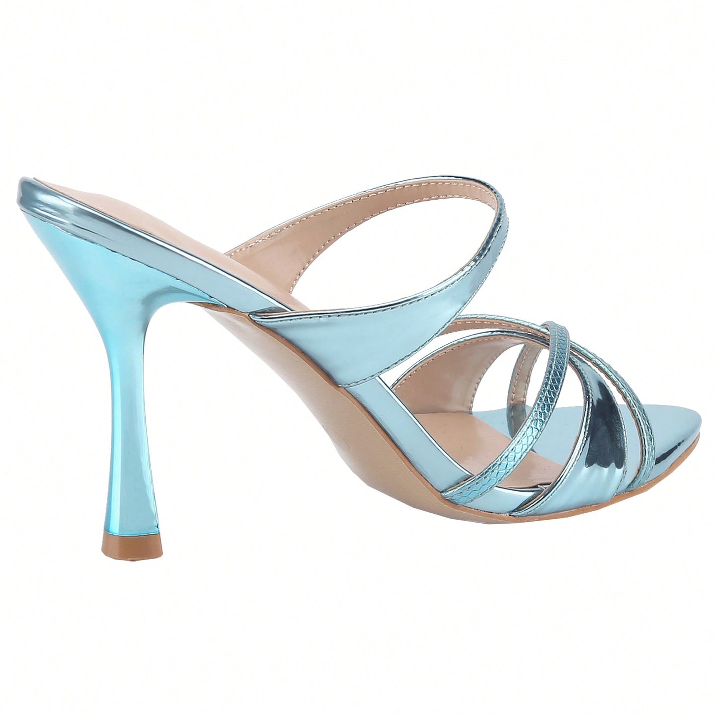 Strappy Heels For Women Stiletto Mules Point Open Toe Slip On Sandals