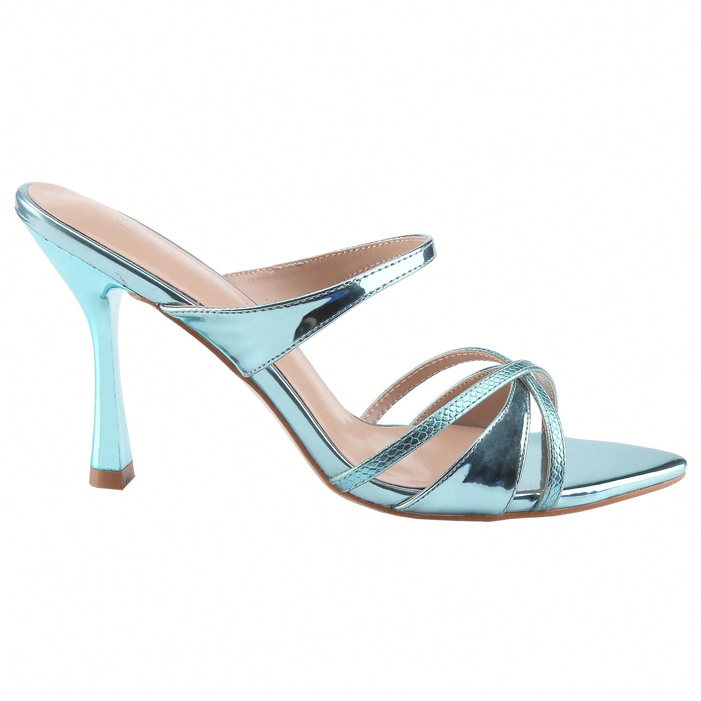 Strappy Heels For Women Stiletto Mules Point Open Toe Slip On Sandals