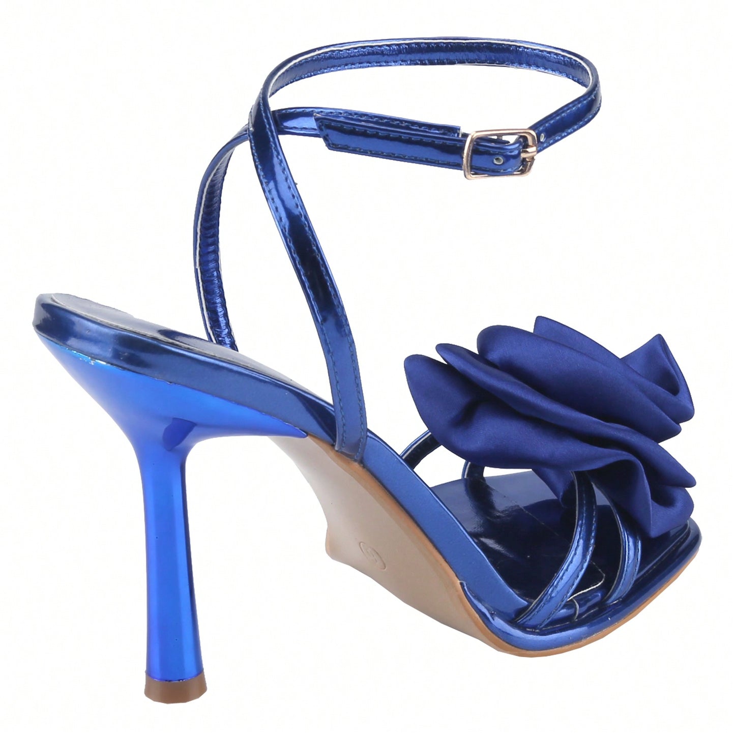 Open Square Toe Heeled Sandals Flower Ankle Buckle Strap Stiletto High Heels Comfort Slingback Summer Dress Shoes