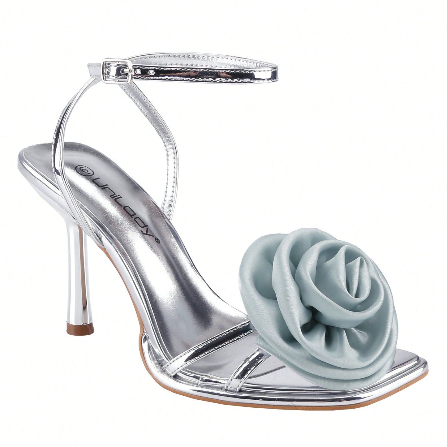 Open Square Toe Heeled Sandals Flower Ankle Buckle Strap Stiletto High Heels Comfort Slingback Summer Dress Shoes