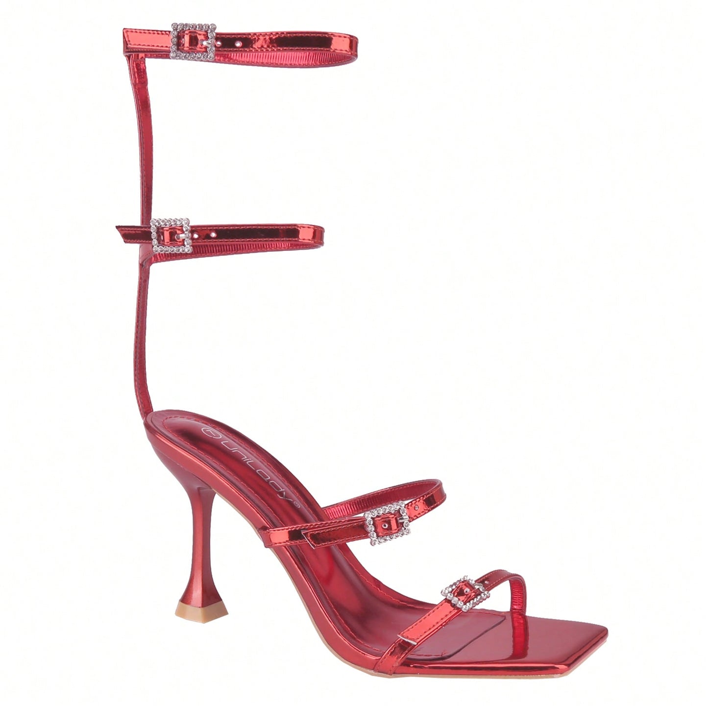 Women's Square Toe Strappy Heels Sandal Multicolor Ankle Strap Heeled Sandals Sexy Stiletto High Heels