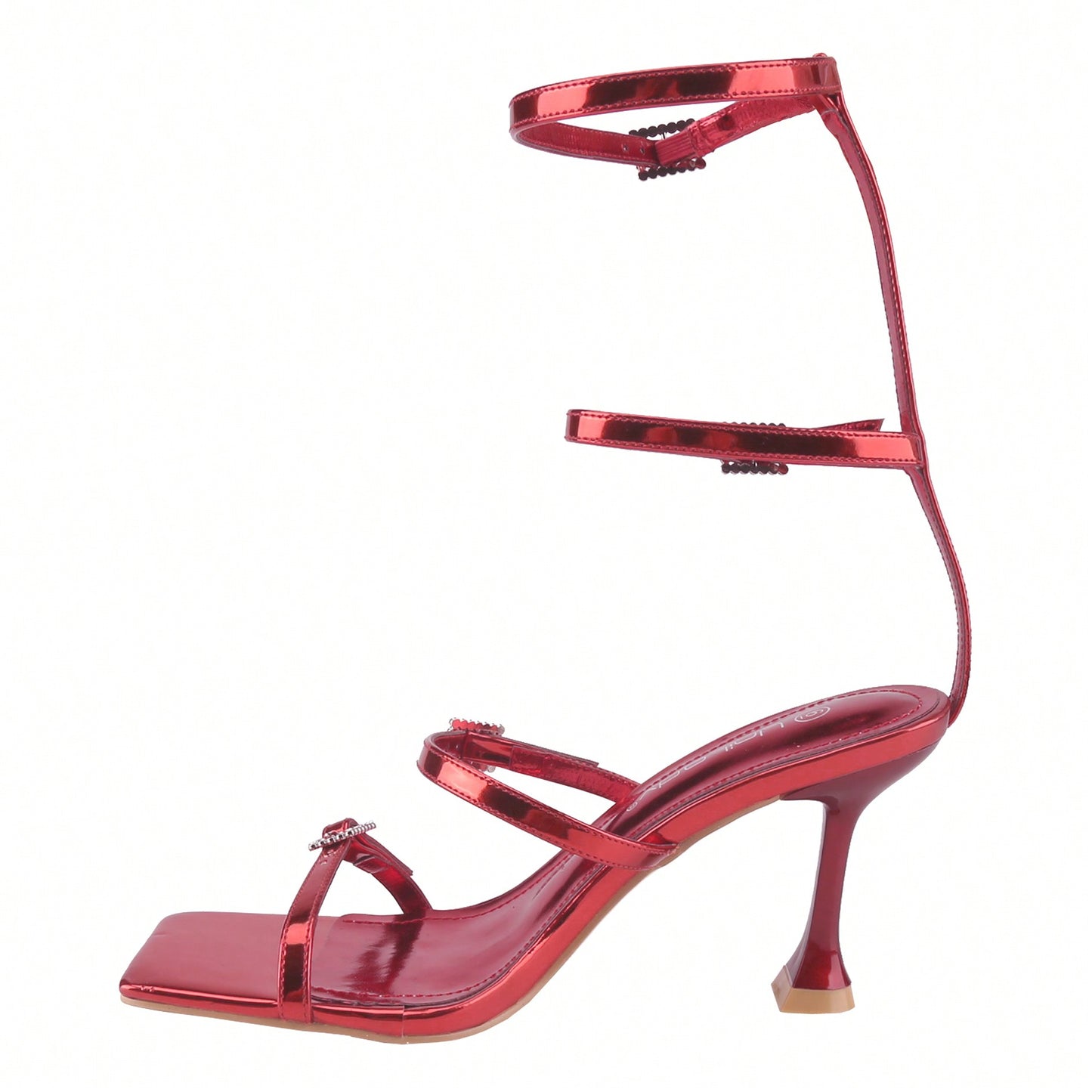 Women's Square Toe Strappy Heels Sandal Multicolor Ankle Strap Heeled Sandals Sexy Stiletto High Heels