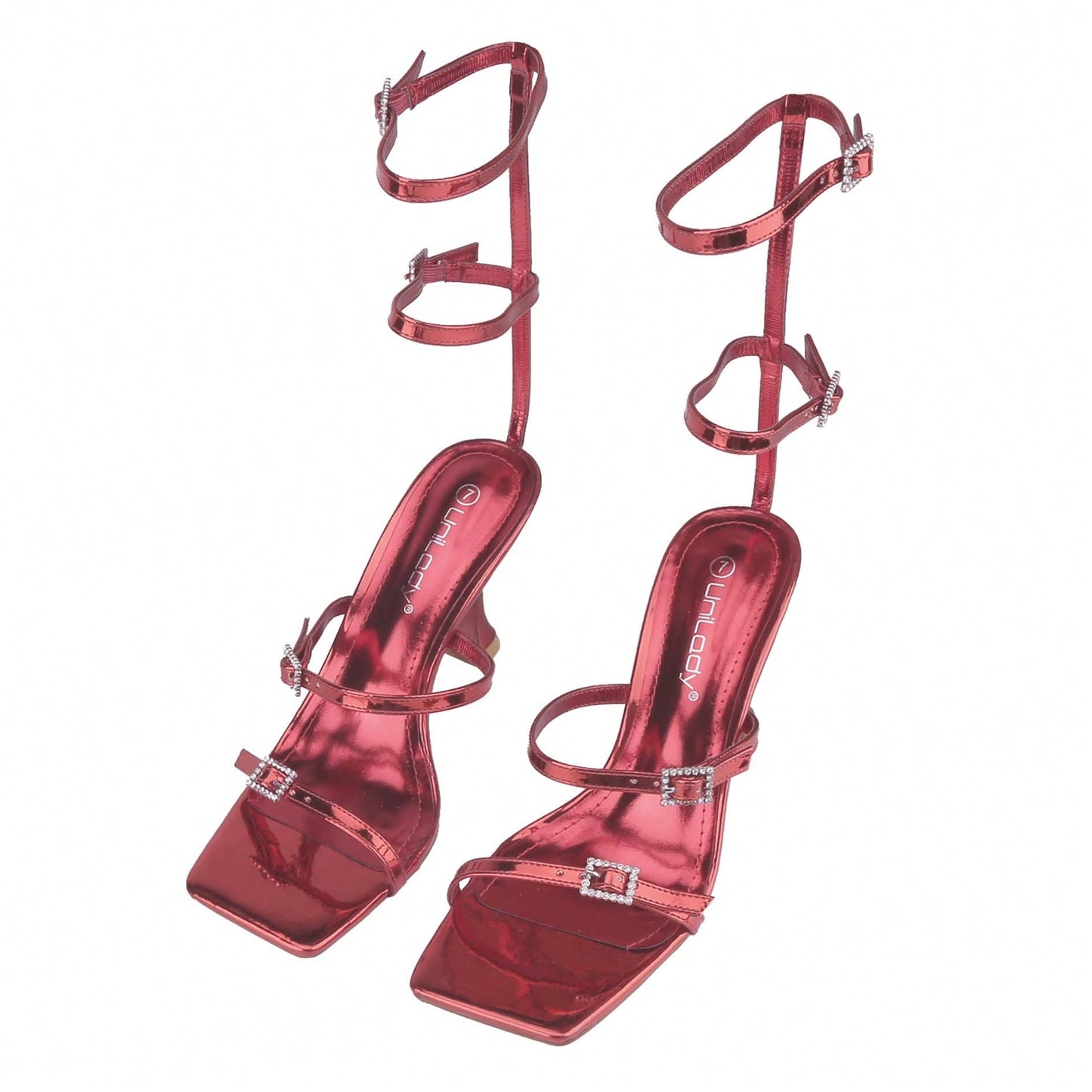 Women's Square Toe Strappy Heels Sandal Multicolor Ankle Strap Heeled Sandals Sexy Stiletto High Heels