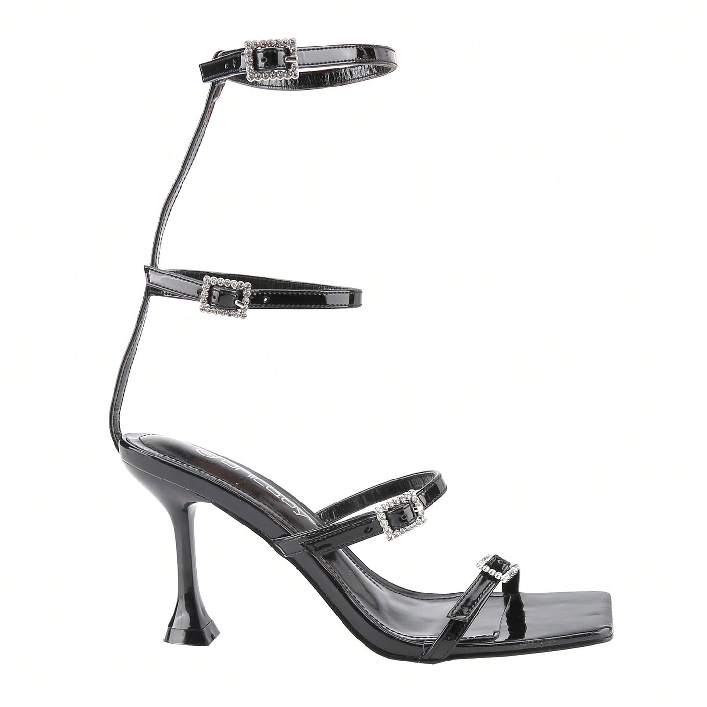 Women's Square Toe Strappy Heels Sandal Multicolor Ankle Strap Heeled Sandals Sexy Stiletto High Heels