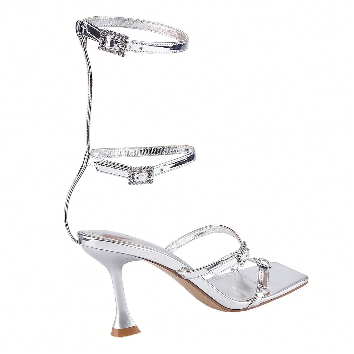 Women's Square Toe Strappy Heels Sandal Multicolor Ankle Strap Heeled Sandals Sexy Stiletto High Heels