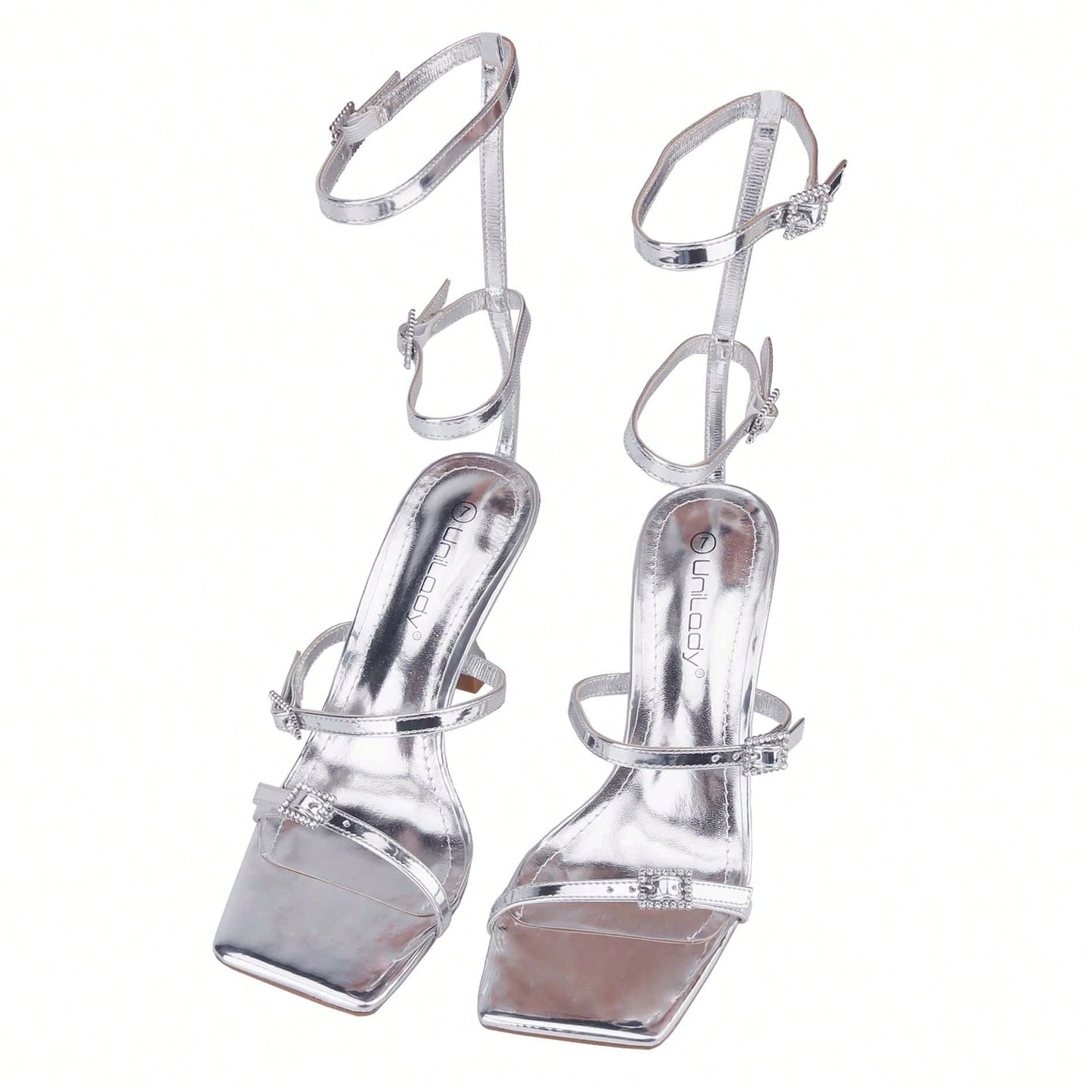 Women's Square Toe Strappy Heels Sandal Multicolor Ankle Strap Heeled Sandals Sexy Stiletto High Heels