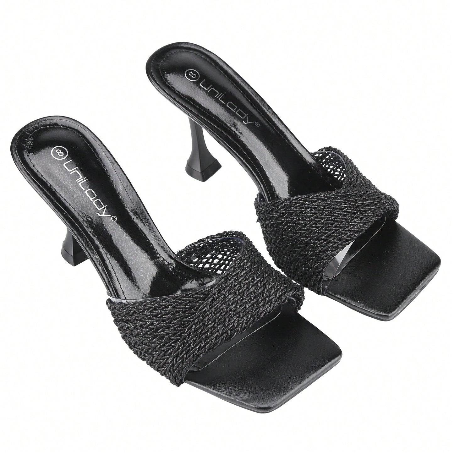 Women's High Stiletto Heels Mules Open Square Toe Slip On Comfort Sexy Dress Pumps Sandals