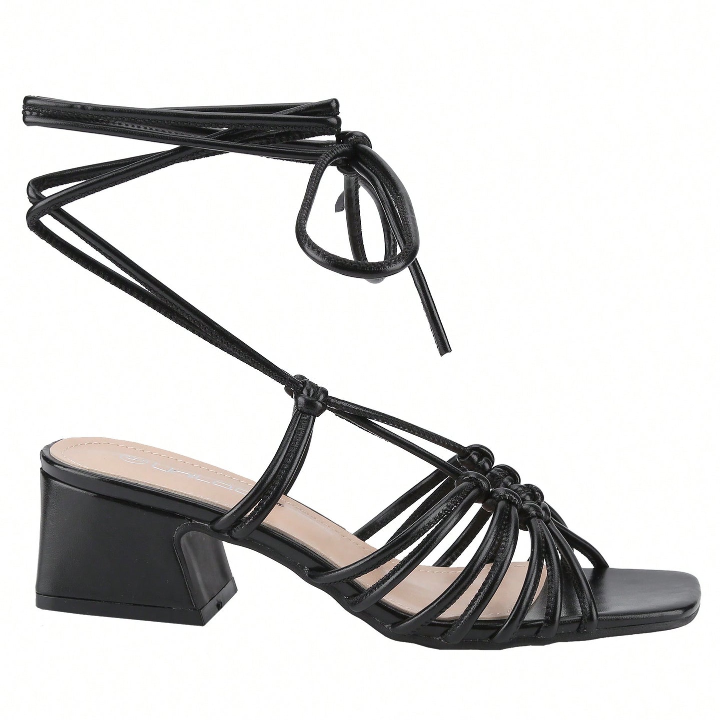 Women's Square Open Toe Lace Up Sandals Chunky Block Heels Strappy Straps Dress Shoes
