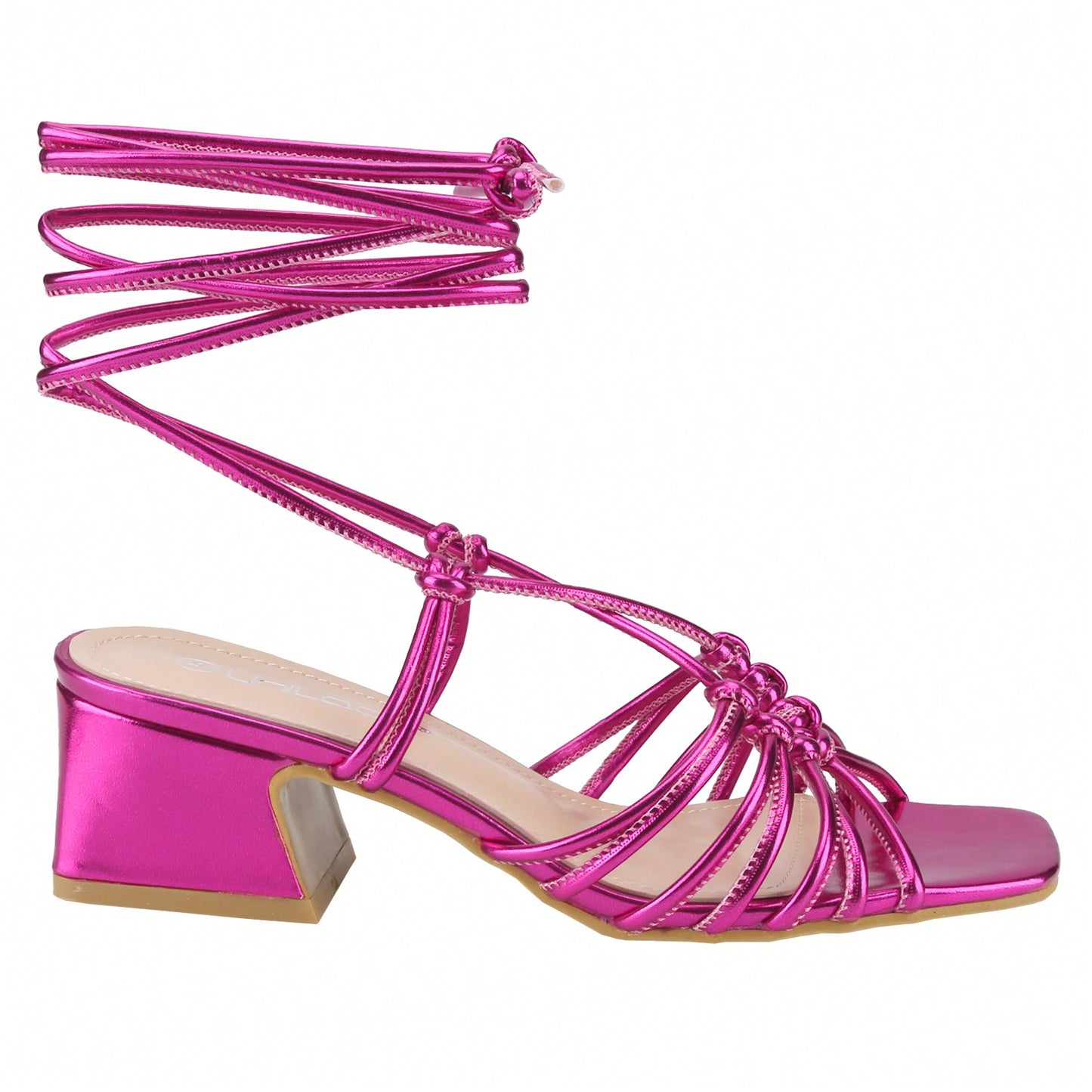 Women's Square Open Toe Lace Up Sandals Chunky Block Heels Strappy Straps Dress Shoes