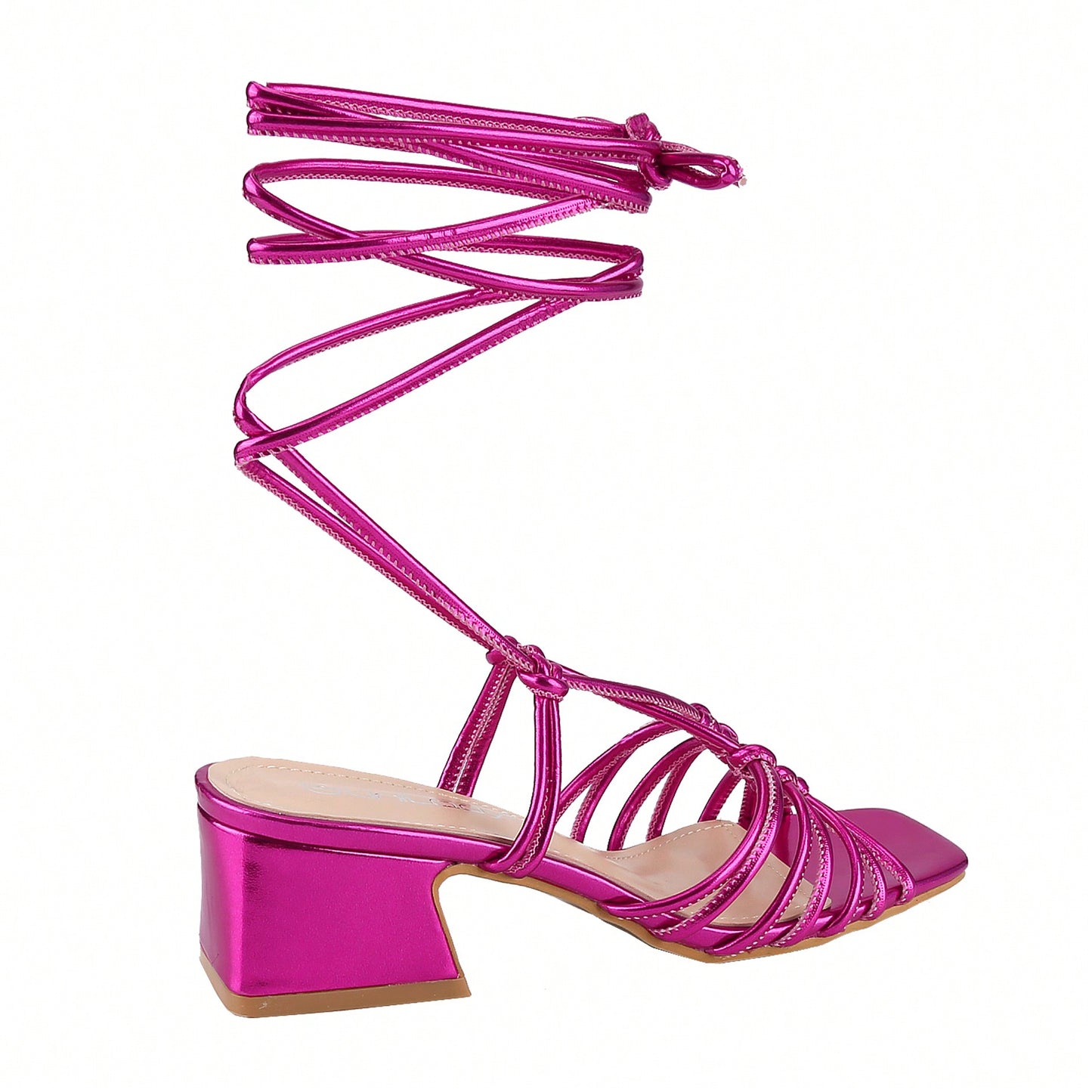 Women's Square Open Toe Lace Up Sandals Chunky Block Heels Strappy Straps Dress Shoes