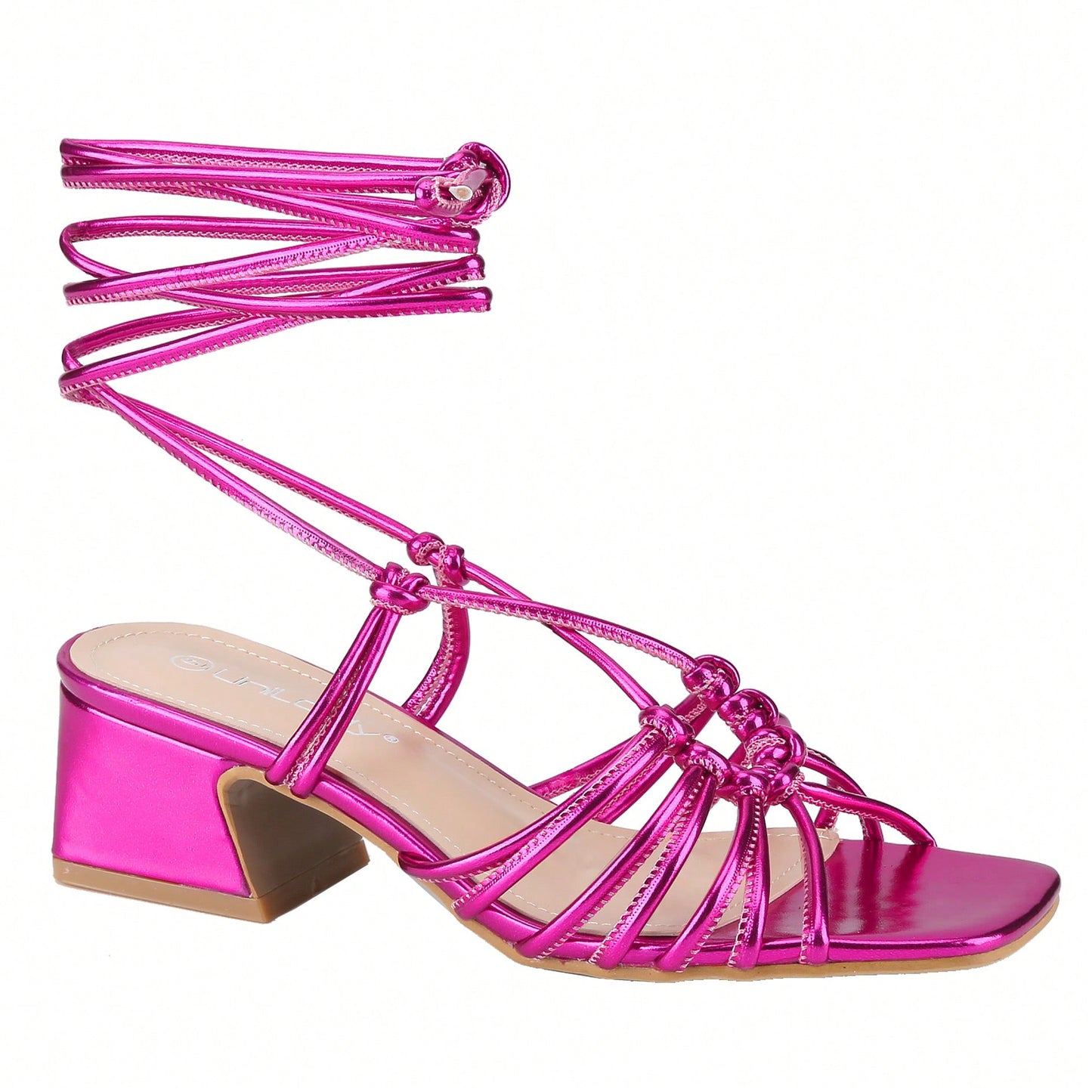 Women's Square Open Toe Lace Up Sandals Chunky Block Heels Strappy Straps Dress Shoes