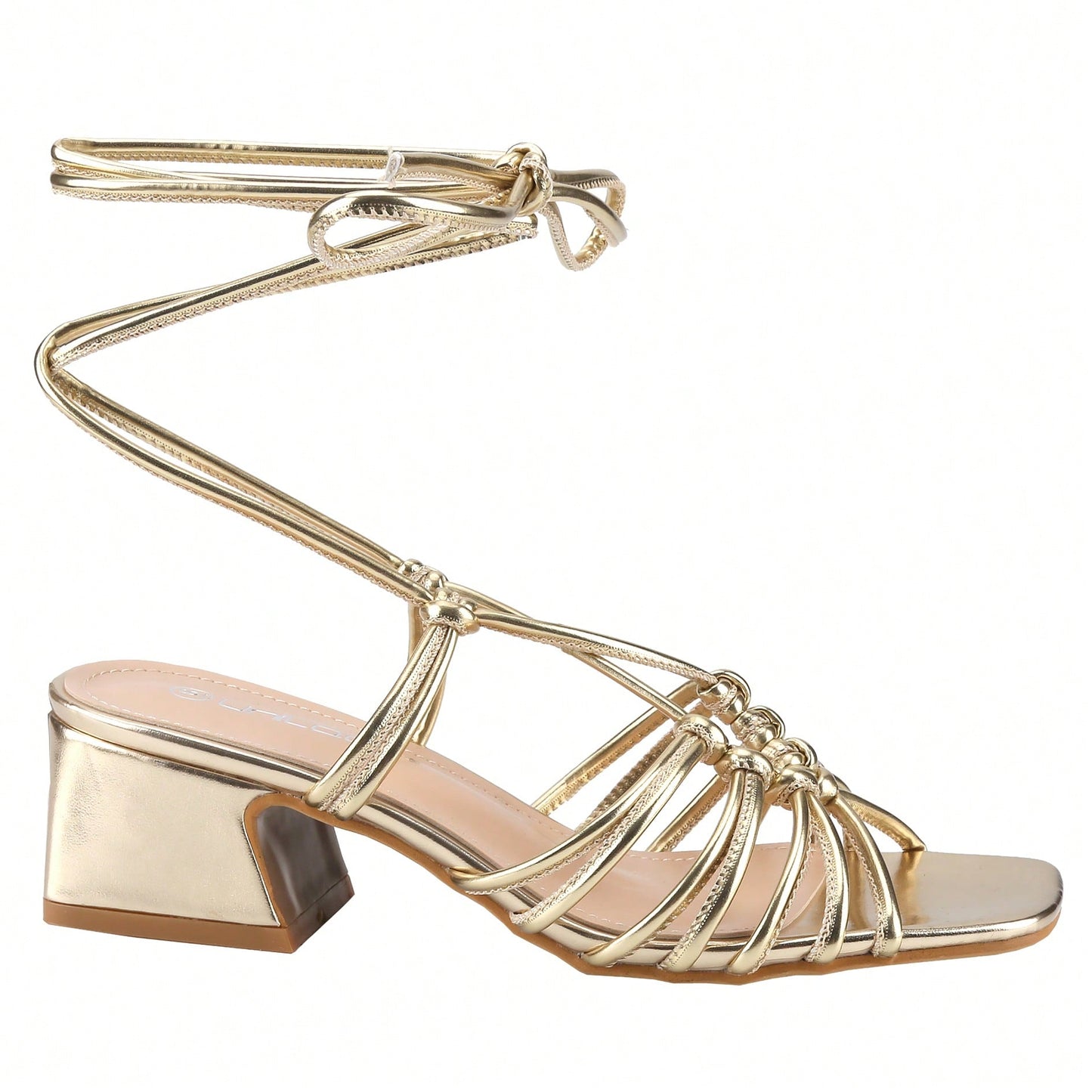 Women's Square Open Toe Lace Up Sandals Chunky Block Heels Strappy Straps Dress Shoes