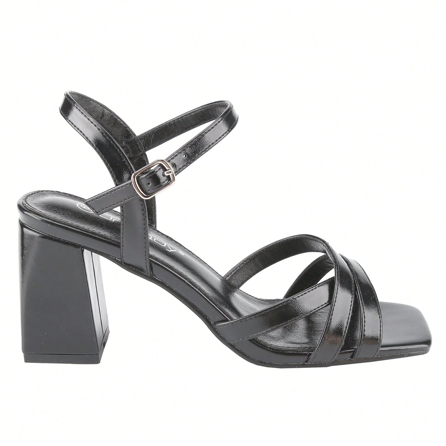 Women's Ankle Strap Square Toe Chunky Heels Sandals High Heeled Sandals