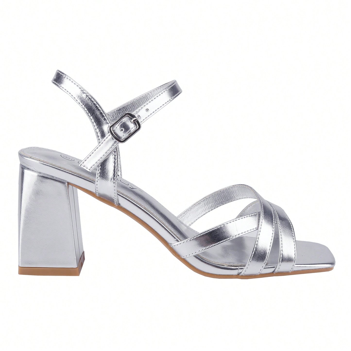 Women's Ankle Strap Square Toe Chunky Heels Sandals High Heeled Sandals