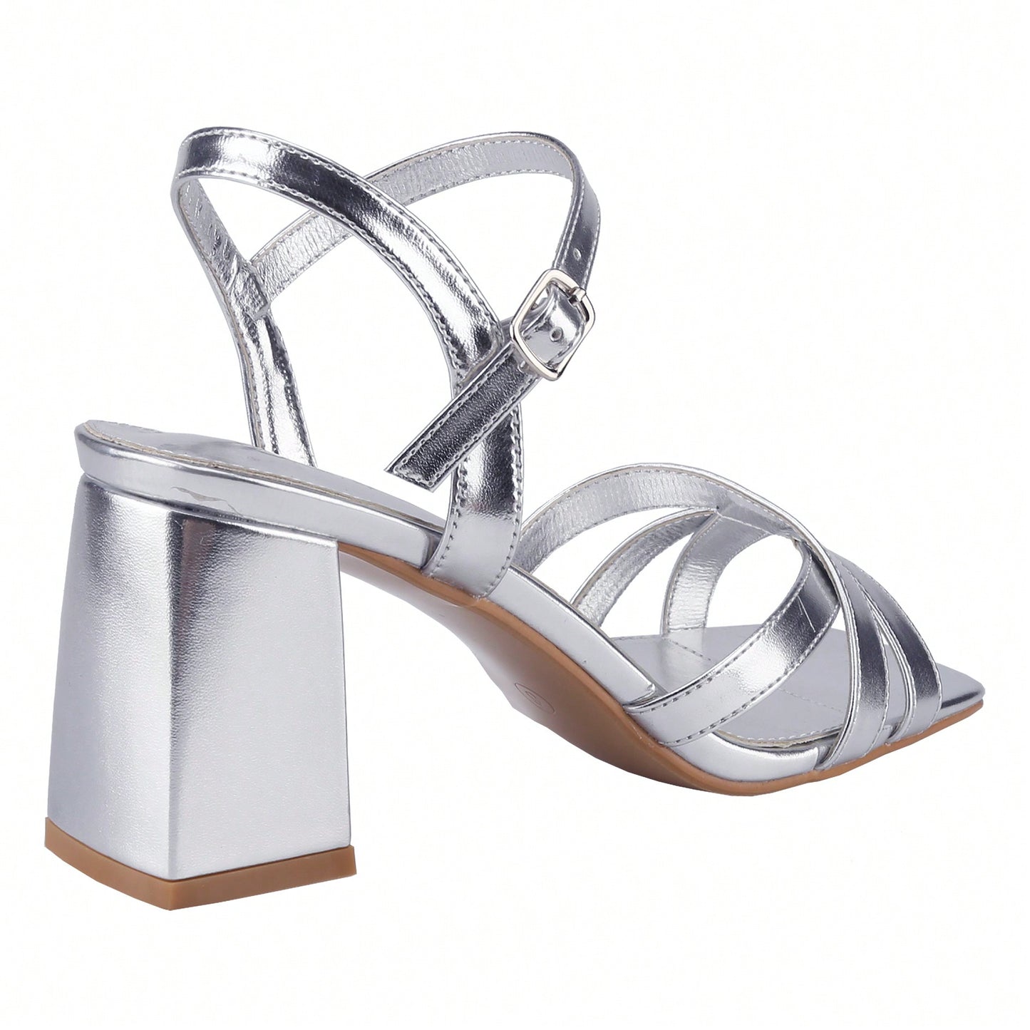 Women's Ankle Strap Square Toe Chunky Heels Sandals High Heeled Sandals