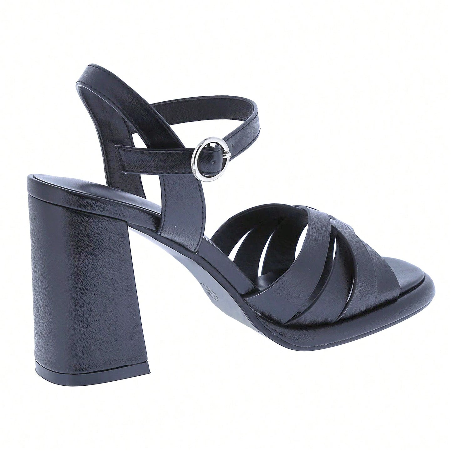Women's Ankle Strap Square Toe Chunky Heels Sandals High Heeled Sandals