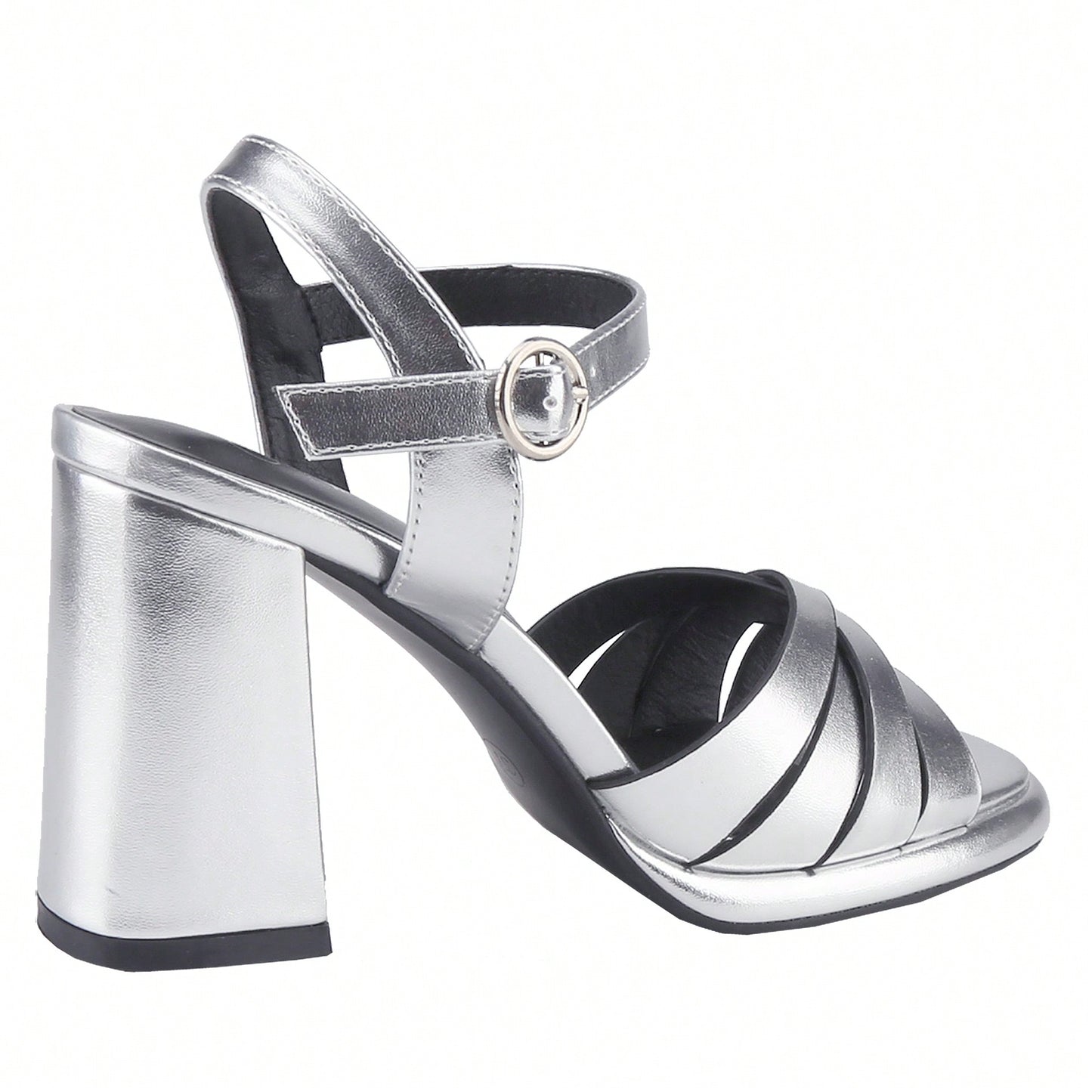 Women's Ankle Strap Square Toe Chunky Heels Sandals High Heeled Sandals