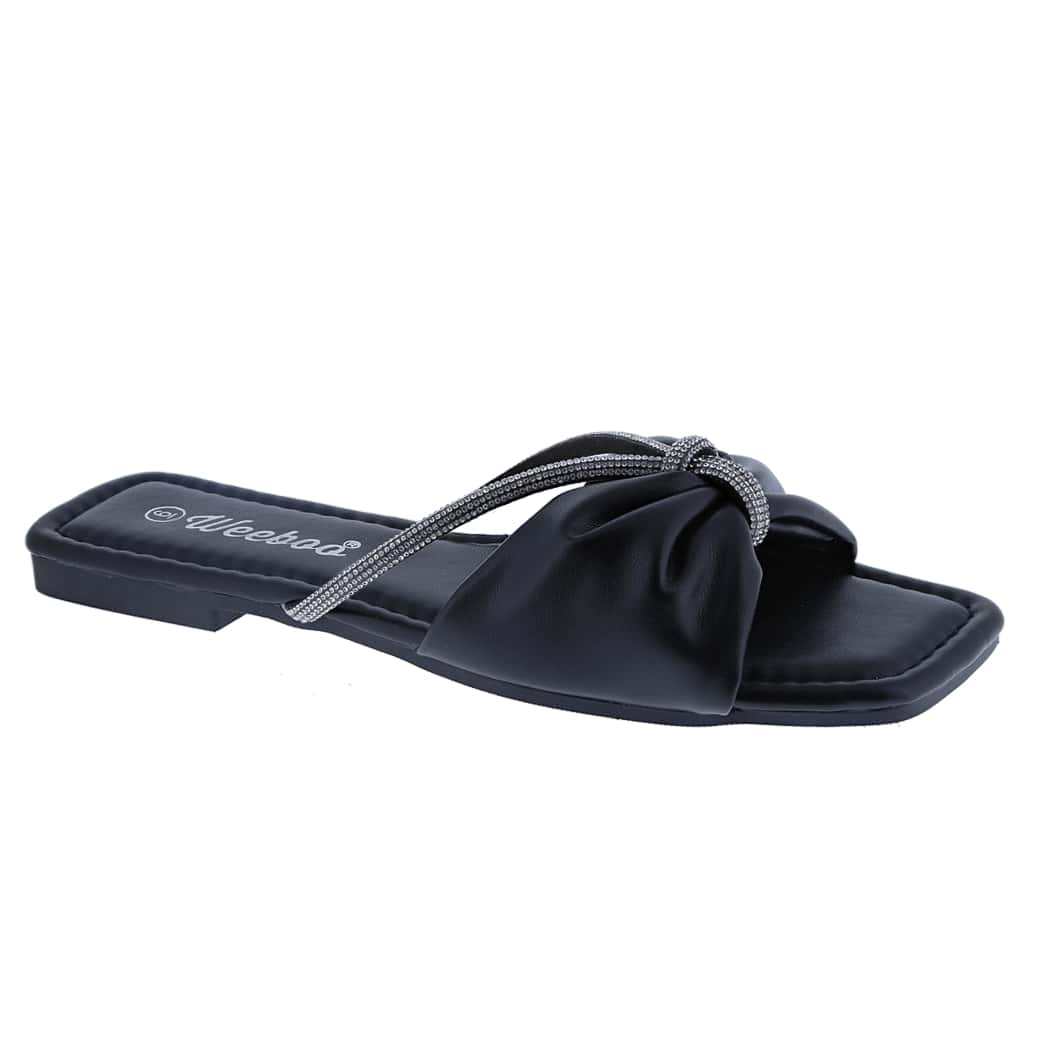 Women's Solid Color Sandals Summer Leisure Bowknot Slippers Single Shoes Roman Flat Shoes