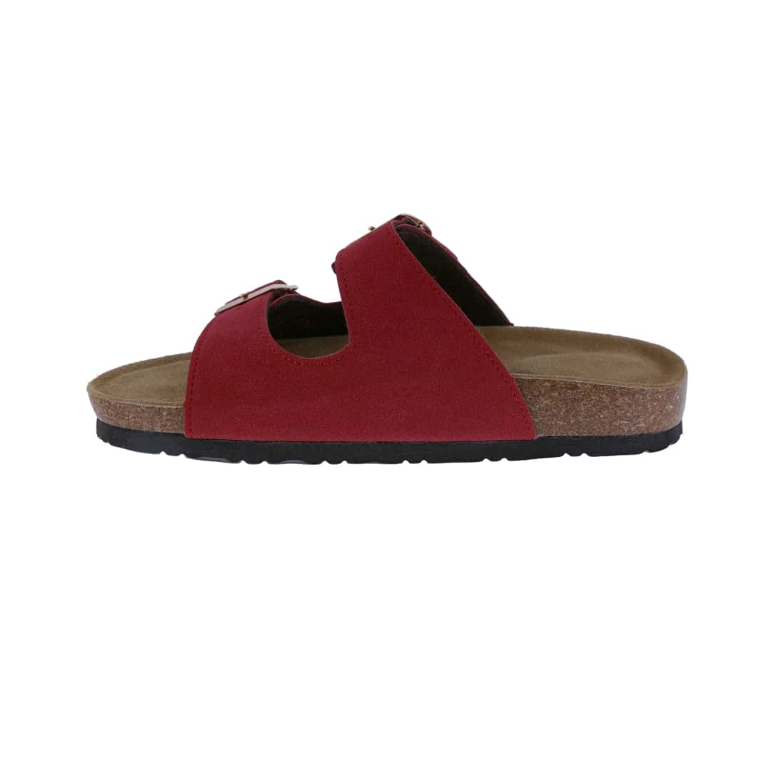 Women's Suede Leather Slide Sandals,2-Strap Adjustable Buckle, Casual Slippers, Slide Cork Footbed Shoes