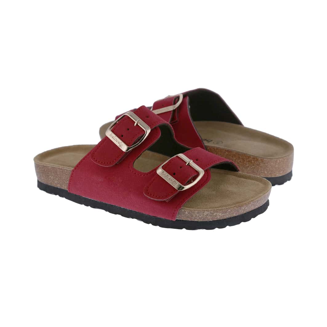 Women's Suede Leather Slide Sandals,2-Strap Adjustable Buckle, Casual Slippers, Slide Cork Footbed Shoes