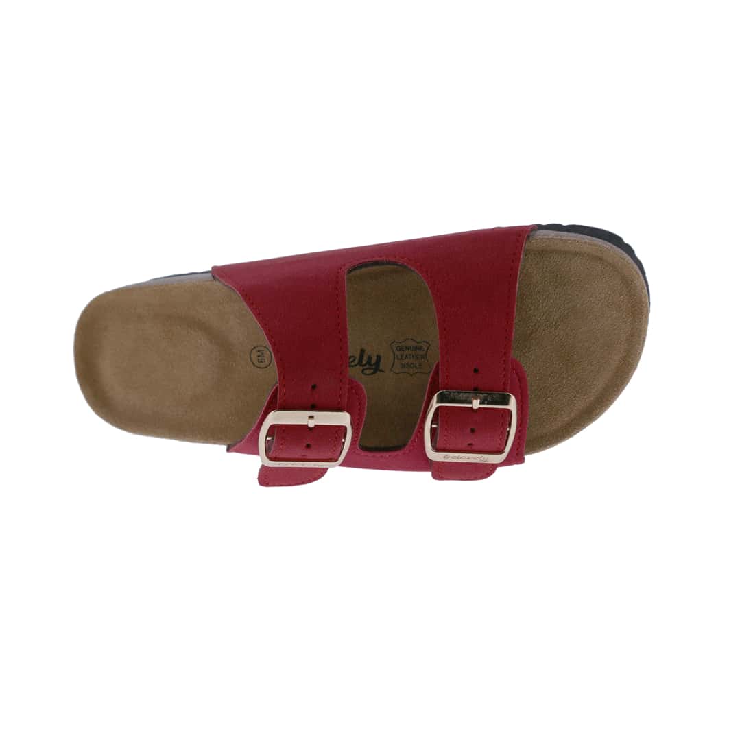 Women's Suede Leather Slide Sandals,2-Strap Adjustable Buckle, Casual Slippers, Slide Cork Footbed Shoes