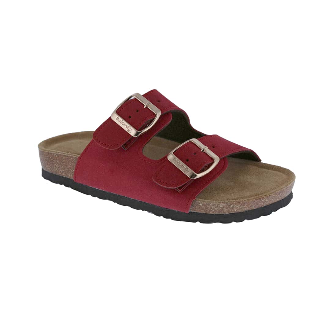 Women's Suede Leather Slide Sandals,2-Strap Adjustable Buckle, Casual Slippers, Slide Cork Footbed Shoes