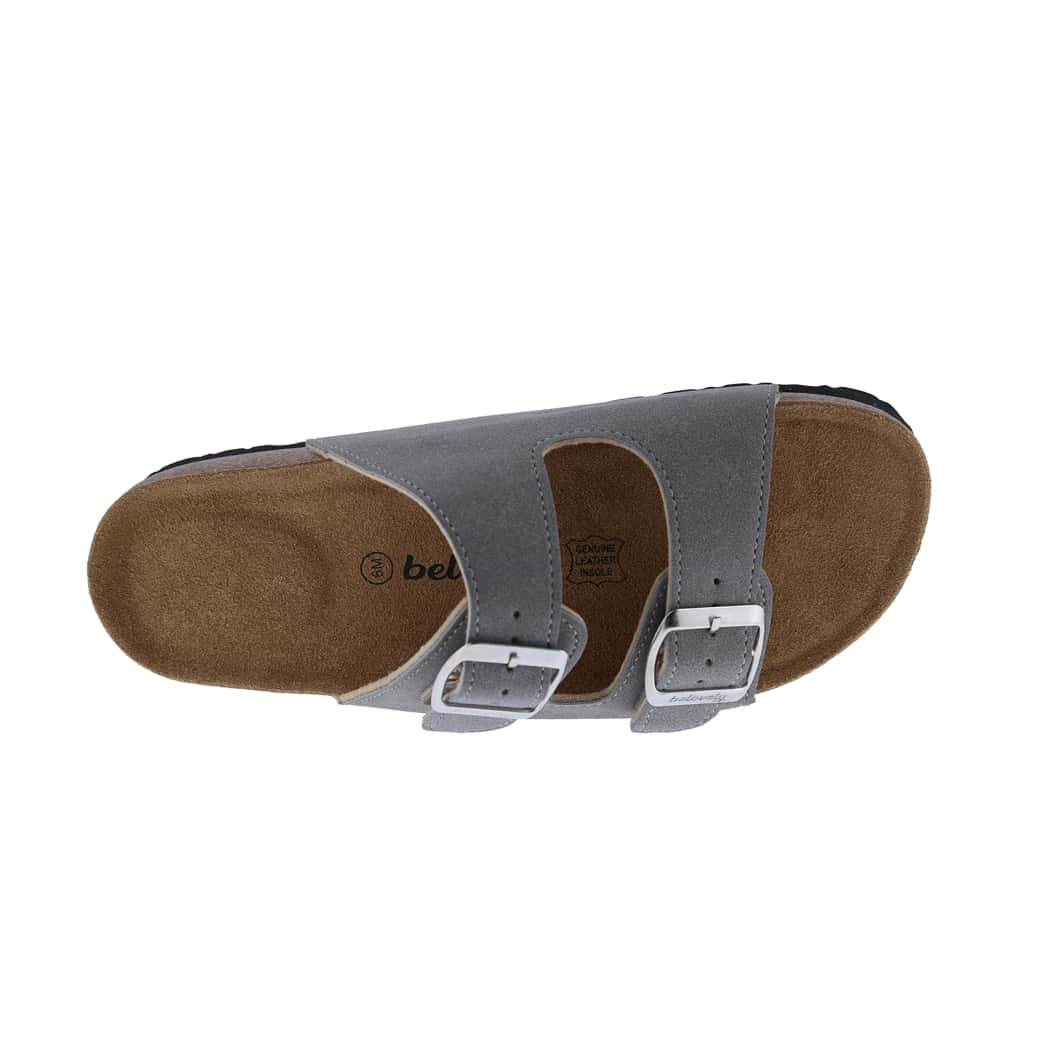 Women's Suede Leather Slide Sandals,2-Strap Adjustable Buckle, Casual Slippers, Slide Cork Footbed Shoes