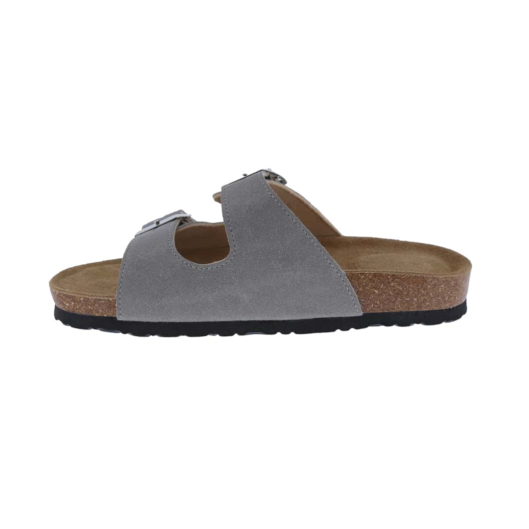 Women's Suede Leather Slide Sandals,2-Strap Adjustable Buckle, Casual Slippers, Slide Cork Footbed Shoes