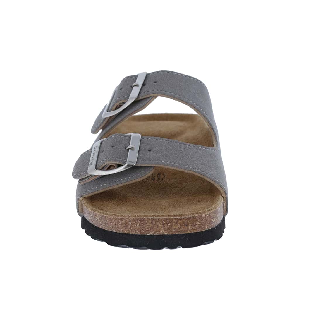 Women's Suede Leather Slide Sandals,2-Strap Adjustable Buckle, Casual Slippers, Slide Cork Footbed Shoes
