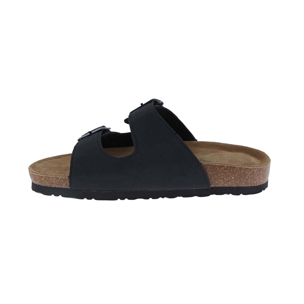 Women's Suede Leather Slide Sandals,2-Strap Adjustable Buckle, Casual Slippers, Slide Cork Footbed Shoes