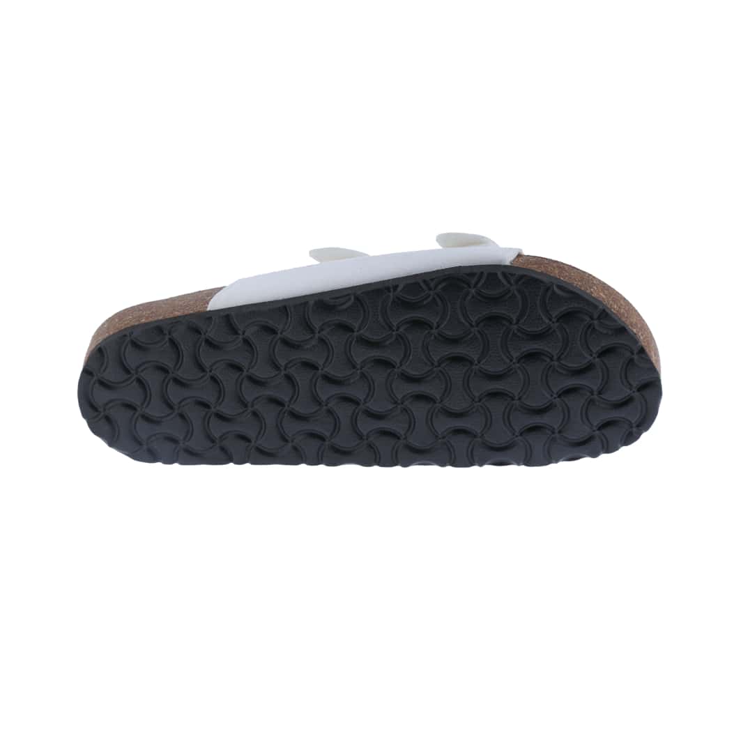Women's Suede Leather Slide Sandals,2-Strap Adjustable Buckle, Casual Slippers, Slide Cork Footbed Shoes
