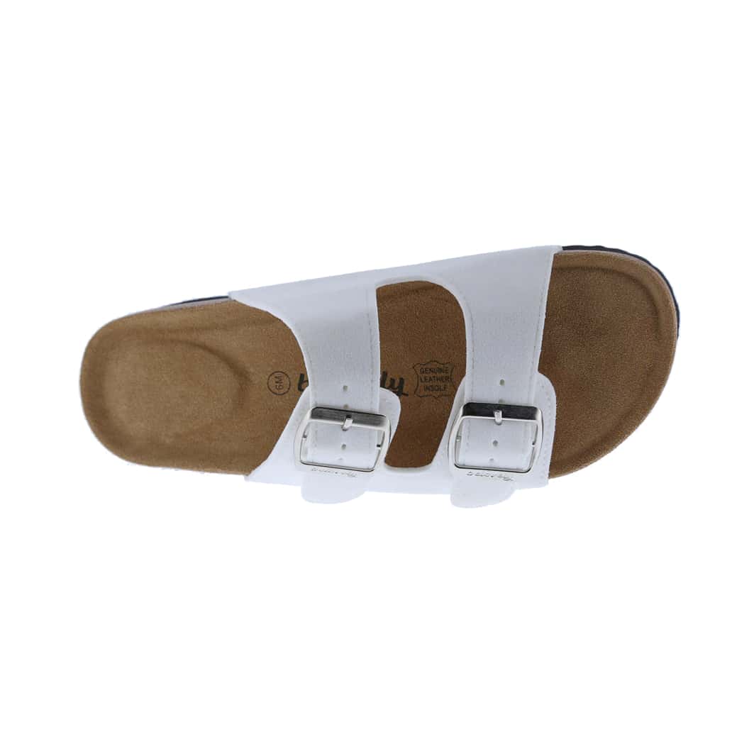 Women's Suede Leather Slide Sandals,2-Strap Adjustable Buckle, Casual Slippers, Slide Cork Footbed Shoes