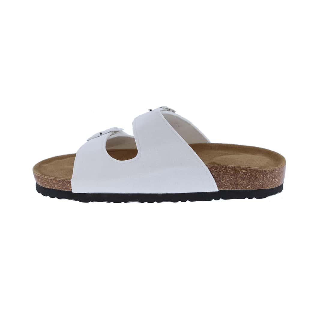 Women's Suede Leather Slide Sandals,2-Strap Adjustable Buckle, Casual Slippers, Slide Cork Footbed Shoes