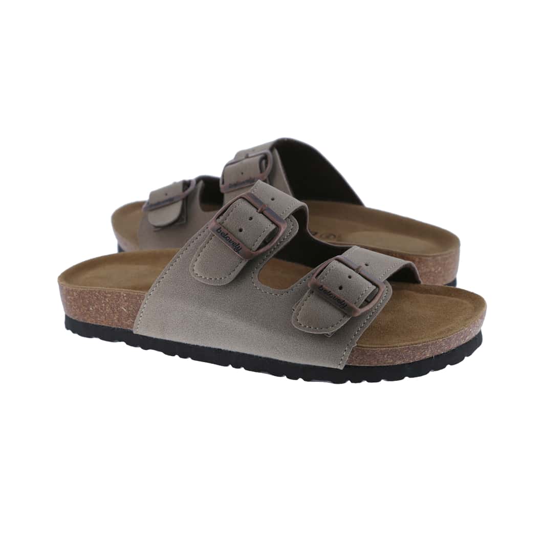 Women's Suede Leather Slide Sandals,2-Strap Adjustable Buckle, Casual Slippers, Slide Cork Footbed Shoes
