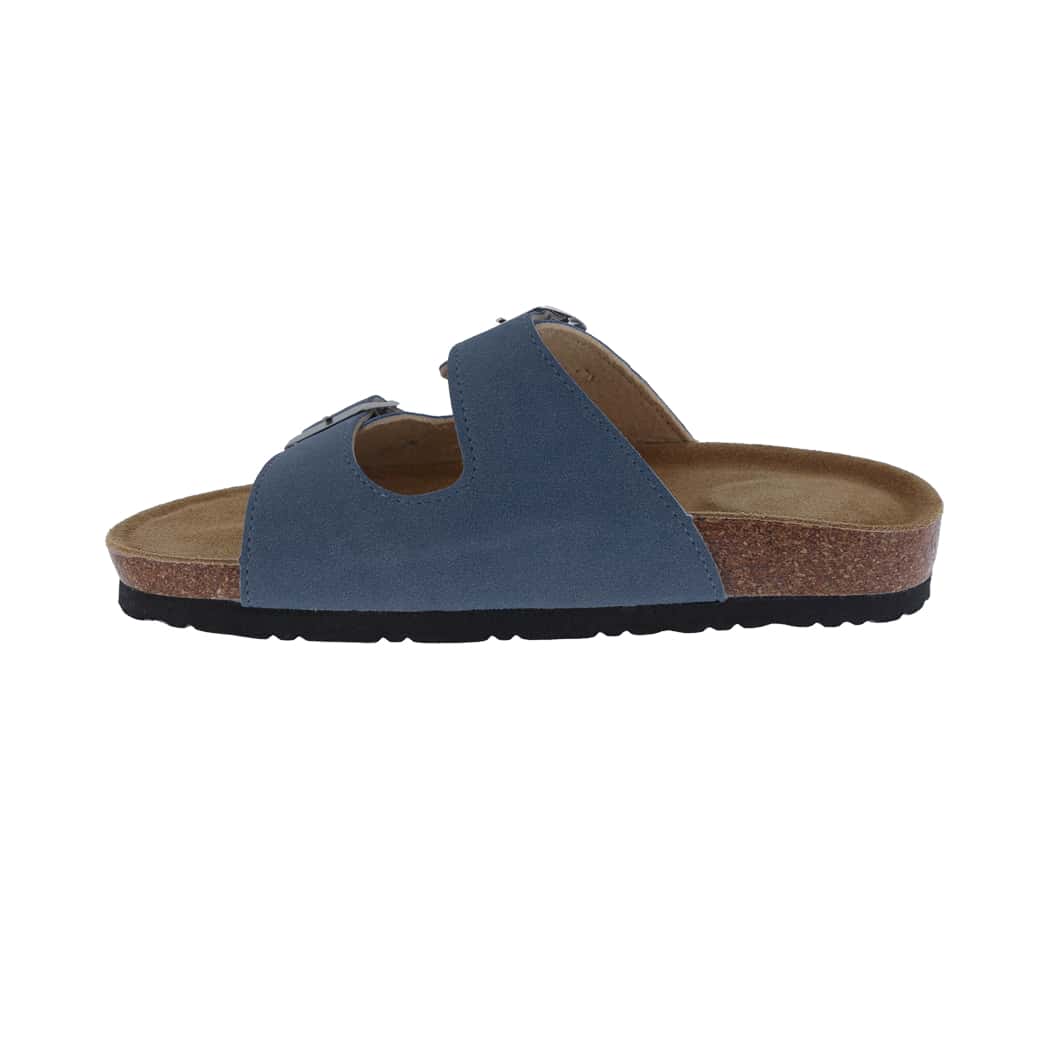 Women's Suede Leather Slide Sandals,2-Strap Adjustable Buckle, Casual Slippers, Slide Cork Footbed Shoes